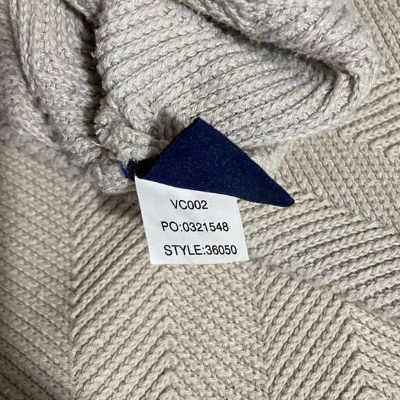 Chaps Ralph Lauren Men M Beige Herringbone Hand Framed Cotton Sweater - Picture 6 of 7